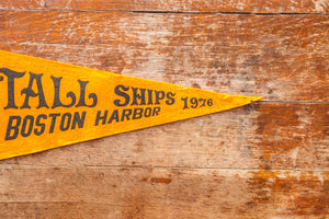 Tall Ships Boston Gold Felt Pennant Vintage Massachusetts Wall Decor