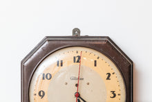 Load image into Gallery viewer, Brown Industrial Wall Clock Vintage Telechron
