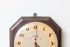 Brown Industrial Wall Clock Vintage Telechron
