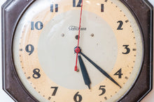 Load image into Gallery viewer, Brown Industrial Wall Clock Vintage Telechron
