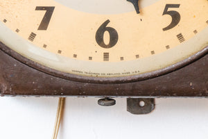 Brown Industrial Wall Clock Vintage Telechron