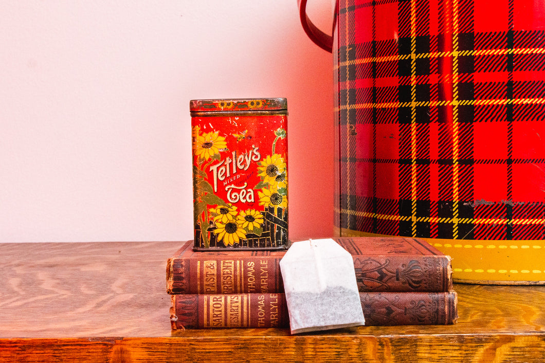 Tetley's Tea Tin Vintage Floral Container