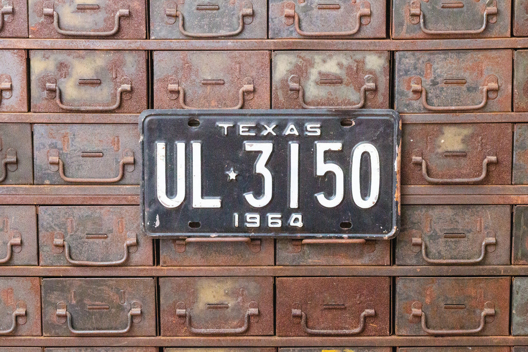 Texas 1964 License Plate Vintage Black and White Wall Decor - Eagle's Eye Finds