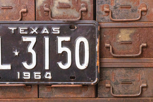 Texas 1964 License Plate Vintage Black and White Wall Decor - Eagle's Eye Finds