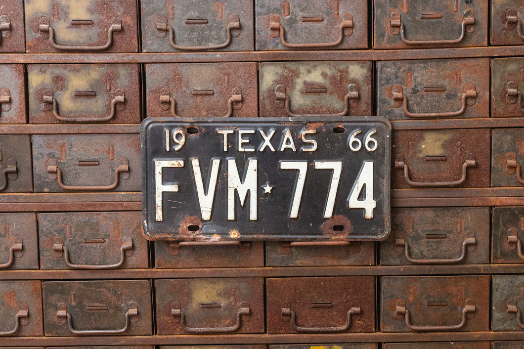Texas 1966 License Plate Vintage Black and White Wall Decor - Eagle's Eye Finds