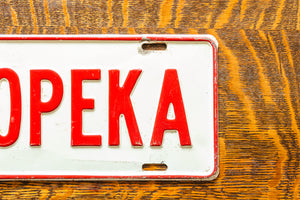 Topeka Kansas Booster License Plate Vintage Wall Decor