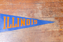 Load image into Gallery viewer, University of Illinois Felt Pennant Vintage Blue Fighting Illini Wall Decor - Eagle&#39;s Eye Finds
