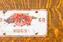 Load image into Gallery viewer, University of Arkansas Booster License Plate Vintage Razorbacks Decor
