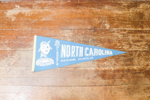 1976 University of North Carolina Peach Bowl Felt Pennant Vintage Blue Tar Heels Wall Decor