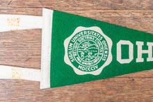 Load image into Gallery viewer, Ohio University Felt Pennant Vintage Green College Wall Decor - Eagle&#39;s Eye Finds
