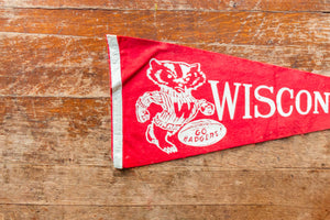 University of Wisconsin Red Felt Pennant Vintage College Wall Decor