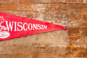 University of Wisconsin Red Felt Pennant Vintage College Wall Decor