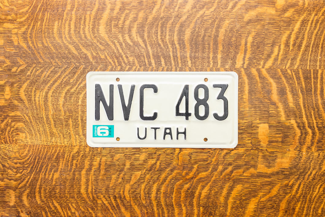 1981 Utah License Plate Vintage Black and White Wall Decor