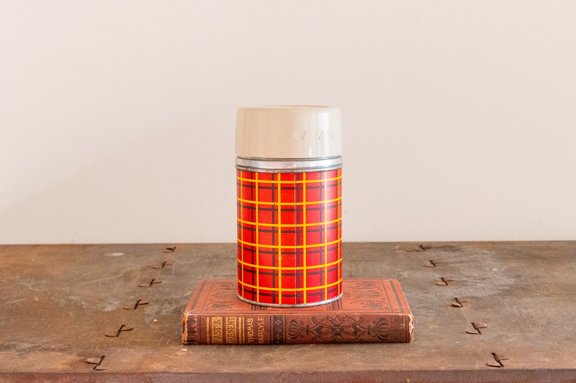 Vintage plaid thermos on sale