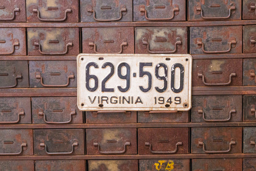 Virginia 1949 License Plate Vintage Silver Wall Decor - Eagle's Eye Finds