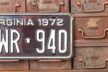 Load image into Gallery viewer, Virginia 1972 License Plate Vintage Black and White Wall Decor - Eagle&#39;s Eye Finds
