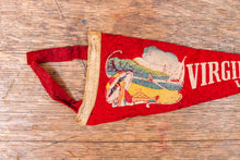 Load image into Gallery viewer, Virginia Beach Red Felt Pennant Vintage VA Wall Decor - Eagle&#39;s Eye Finds

