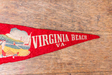 Load image into Gallery viewer, Virginia Beach Red Felt Pennant Vintage VA Wall Decor - Eagle&#39;s Eye Finds
