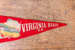 Virginia Beach Red Felt Pennant Vintage VA Wall Decor - Eagle's Eye Finds