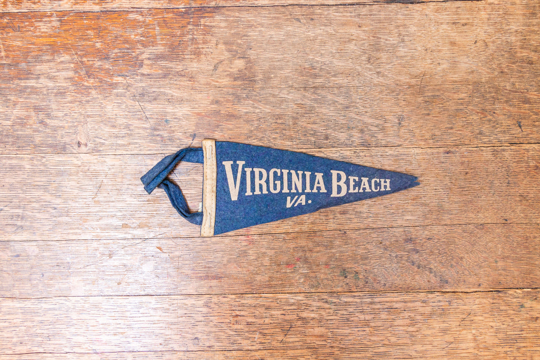 Virginia Beach Felt Pennant Vintage Blue Wall Decor - Eagle's Eye Finds