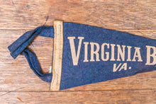 Load image into Gallery viewer, Virginia Beach Felt Pennant Vintage Blue Wall Decor - Eagle&#39;s Eye Finds
