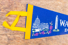 Load image into Gallery viewer, Washington D.C. Capitol Building Felt Pennant Vintage Blue Wall Decor - Eagle&#39;s Eye Finds
