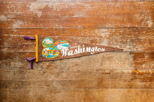 State of Washington Pennant Vintage Brown Wall Decor