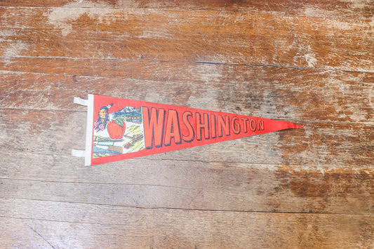 Washington State Pennant Vintage Retro Red Wall Decor
