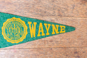 Wayne State University Felt Pennant Vintage Green Michigan College Wall Decor - Eagle's Eye Finds