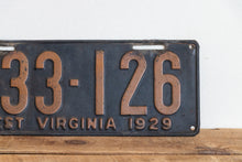Load image into Gallery viewer, West Virginia 1929 License Plate Vintage Black Wall Hanging Decor 133-126 - Eagle&#39;s Eye Finds

