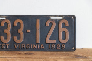 West Virginia 1929 License Plate Vintage Black Wall Hanging Decor 133-126 - Eagle's Eye Finds