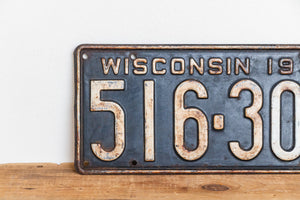 Wisconsin 1939 License Plate Vintage Rustic Black and White Decor - Eagle's Eye Finds