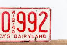 Load image into Gallery viewer, Wisconsin 1940 License Plate Vintage America&#39;s Dairyland - Eagle&#39;s Eye Finds
