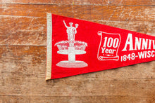 Load image into Gallery viewer, Wisconsin Centennial Red Felt Pennant Vintage Wall Decor
