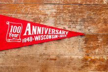 Load image into Gallery viewer, Wisconsin Centennial Red Felt Pennant Vintage Wall Decor
