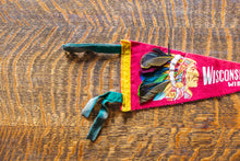 Load image into Gallery viewer, Wisconsin Dells Red Vintage Felt Pennant with Native American
