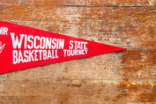 Load image into Gallery viewer, Wisconsin Basketball Tourney Red Felt Pennant Vintage Sports Wall Decor
