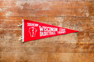 Wisconsin Basketball Tourney Red Felt Pennant Vintage Sports Wall Decor