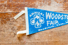 Load image into Gallery viewer, Woodstock Fair Connecticut Pennant Vintage Blue Wall Hanging Decor
