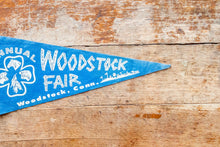 Load image into Gallery viewer, Woodstock Fair Connecticut Pennant Vintage Blue Wall Hanging Decor
