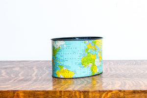 World Globe Tin Container Vintage Desk Decor