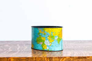 World Globe Tin Container Vintage Desk Decor