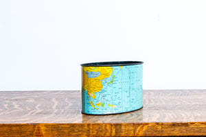 World Globe Tin Container Vintage Desk Decor