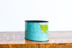 World Globe Tin Container Vintage Desk Decor