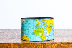 World Globe Tin Container Vintage Desk Decor