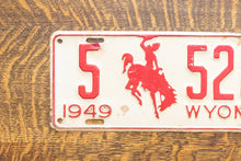 Load image into Gallery viewer, 1949 Wyoming License Plate Vintage Red and White Wall Decor 5285
