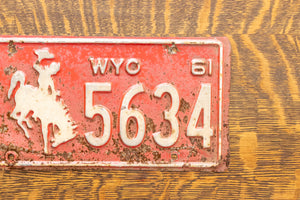 Wyoming 1961 License Plate Vintage Red Wall Decor 5634