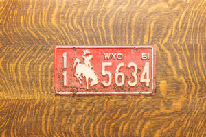 Wyoming 1961 License Plate Vintage Red Wall Decor 5634