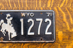 Wyoming 1971 License Plate Vintage Black Wall Decor Johnson County