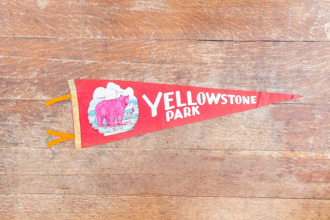 Yellowstone National Park Felt Pennant Vintage Red Wall Decor